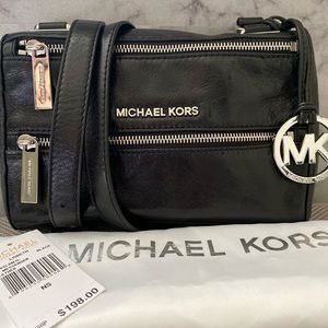 MICHAEL KORS Black Leather Crossbody